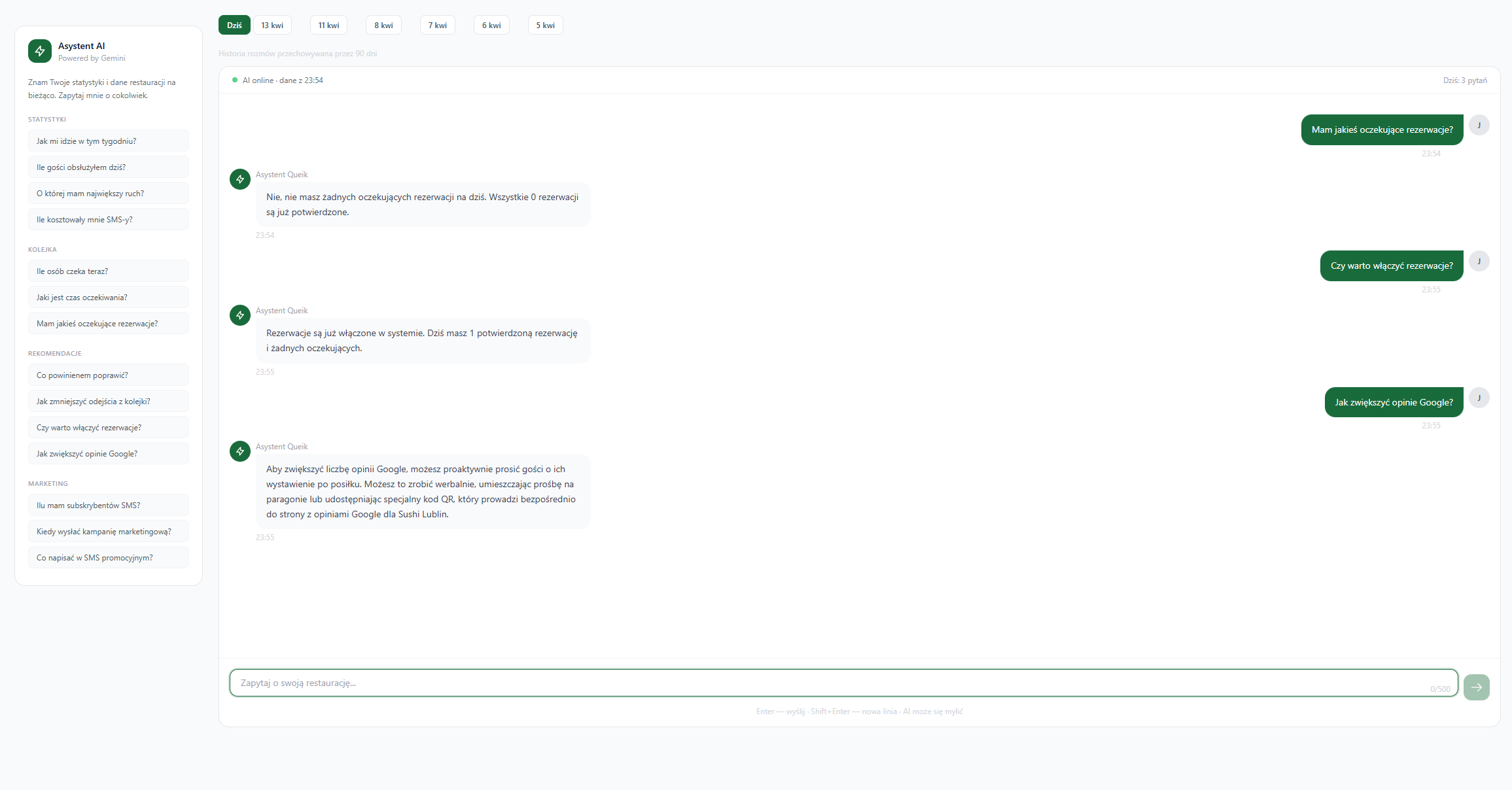 Podgląd modułu AI asystent