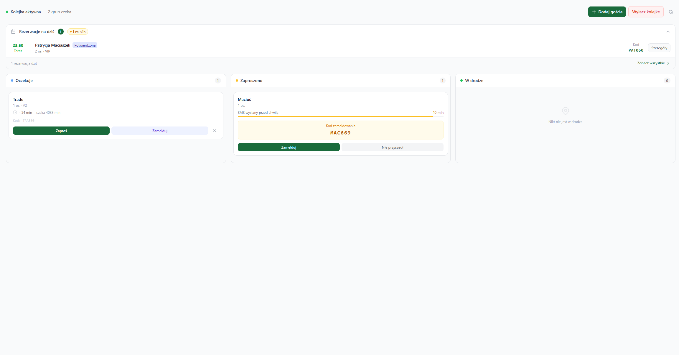 Podgląd modułu Cyfrowa kolejka