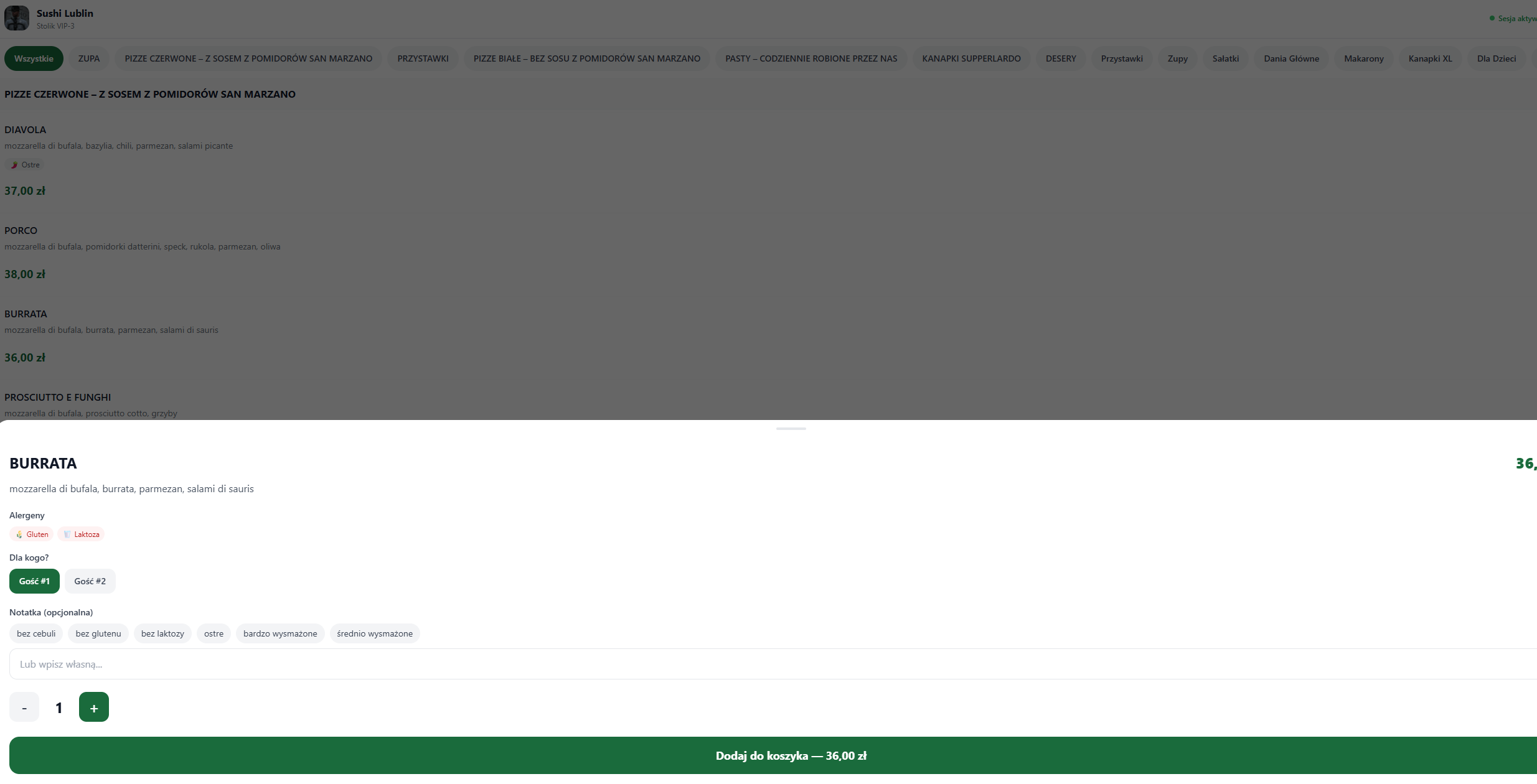 Podgląd modułu Self-order