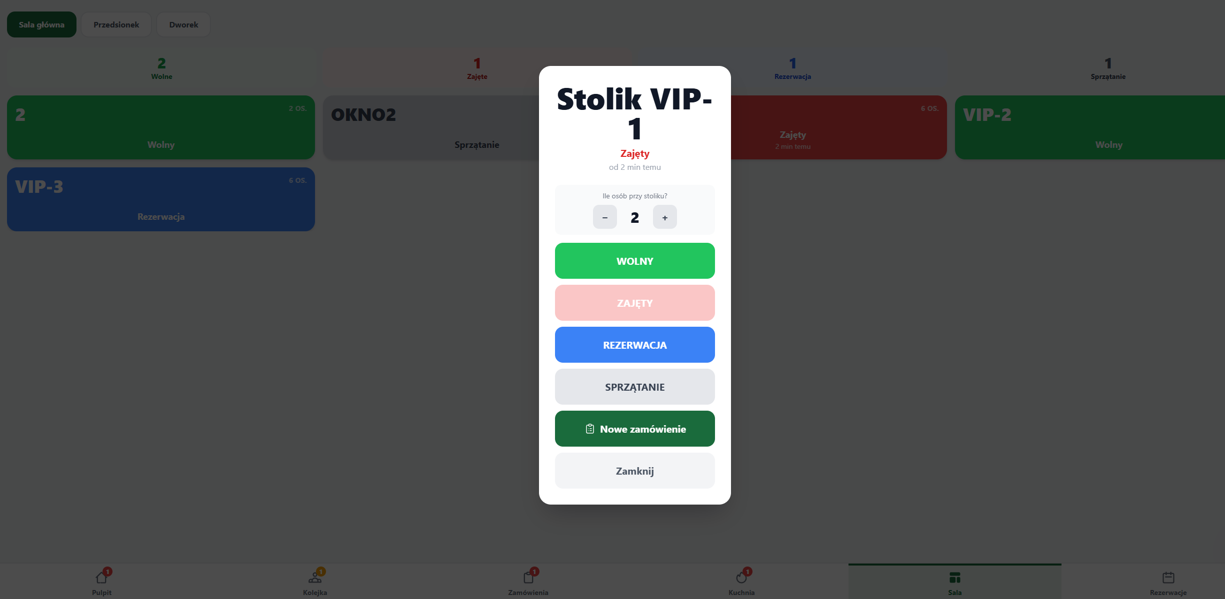 Screenshot modułu Tryb kelnera w Queik